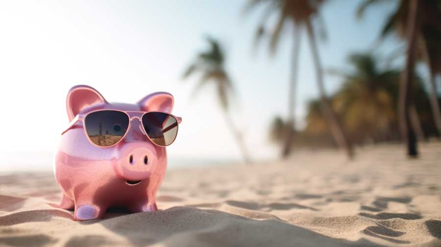sales tax holiday - piggy bank on beach